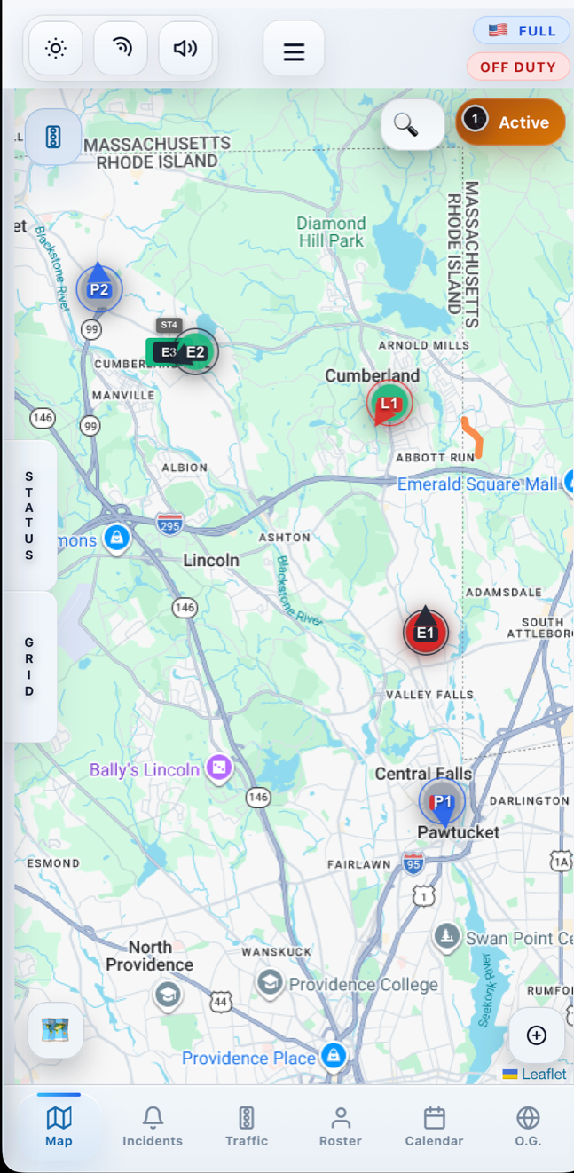 Actual FireNav mobile map view